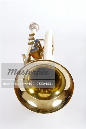 old trumpet photo on the white background