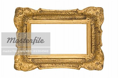 vintage and classic golden frame on white background