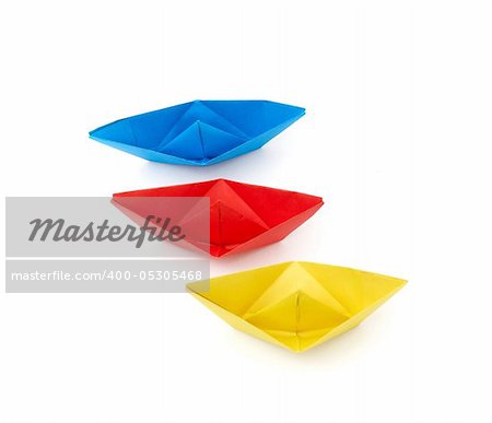 color Paper ships isolated on white background