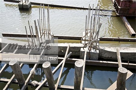 Dam construction near the river  Chachengsao In Thailand