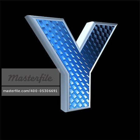 abstract 3d letter with blue pattern texture - Y