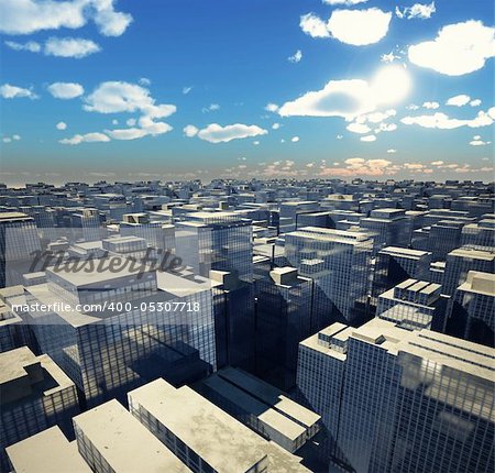 urban  landscape illustration (3D rendering)