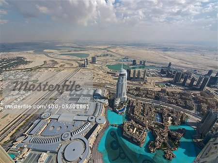 View from above to the Dubai skyline