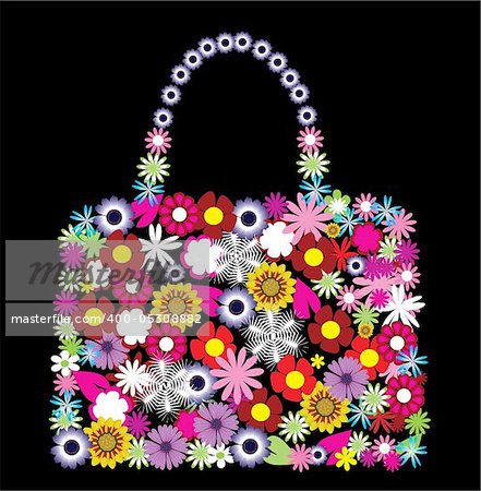 vector illustration of a floral bag