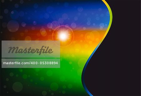 abstract bokeh green and yellow background with rainbow motive with wave