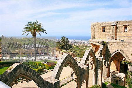 Historic Bellapais Abbey in Kyrenia, Northern Cyprus.Original construction was built between 1198-1205, it is the most beautiful Gothic building in the Near East.