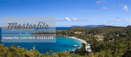 Panorama of Caneel Bay on the Caribbean island of St John in the US Virgin Islands