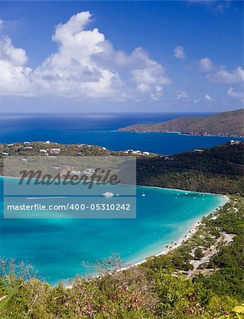 View of Magens Bay - the world famous beach on St Thomas in the US Virgin Islands