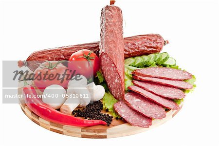 sliced sausage with vegetables and red papper for site