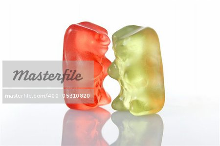 gummy bears isolated on white background showing special individuality