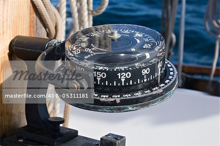 Close up of an old-fashioned ship's compass