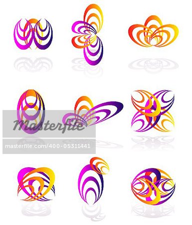 Design elements in warm colors. Emblems Set Vector.