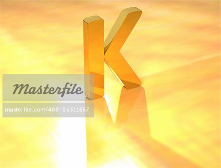 3D Gold Letter  font on yellow background