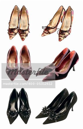 Three pairs of women shoes from different angle