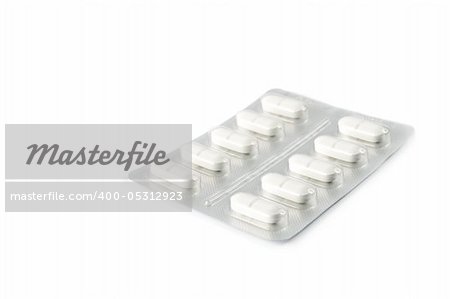 Blister pack of pills isolated on white