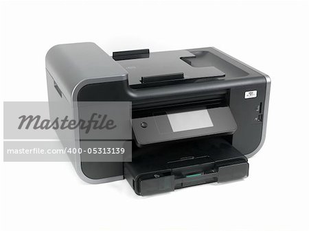 A multi function printer isolated against a white background
