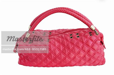 Red stylish handbag against the white background