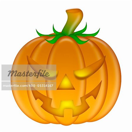 Halloween Carved Pumpkin Isolated on White Background Illustration