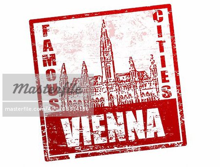 Grunge rubber stamp with town hall and the word Vienna  inside, vector illustration