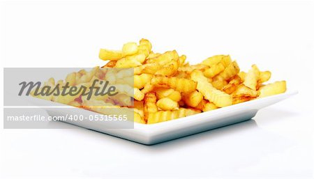 potatoes fry on white background