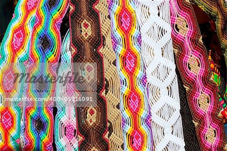 Chiapas Mexico handcrafts belts and bracelets colorful