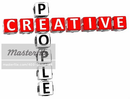 3D Creative People Crossword on white background