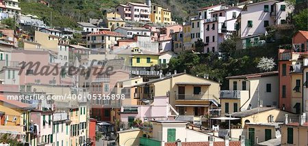 Italy. Cinque Terre. Colorful houses of Riomaggiore village