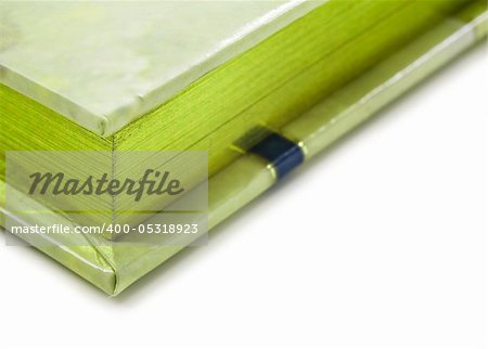 Close up of a green colored journal