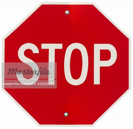 Stop sign isolated on pure white