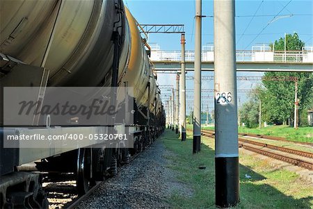the train transports tanks with oil and fuel