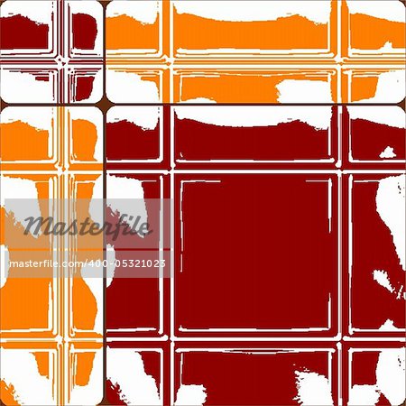 orange and red ceramic tiles, abstract seamless texture; vector art illustration