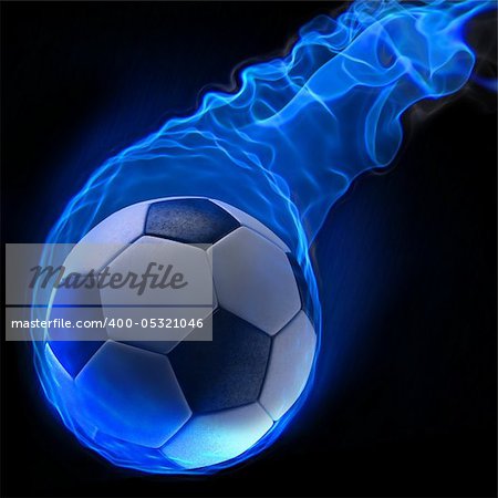 magic soccer ball in the blue flame.