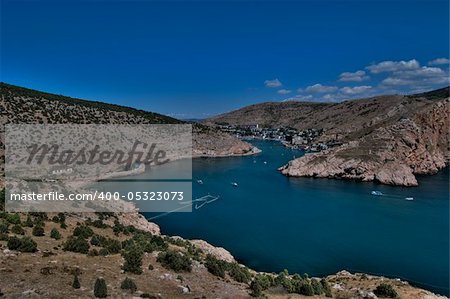 Crimean Mountains form the city of Balaklava, Ukraine