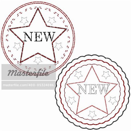 starred new stamps isolated on white background; vector art illustration