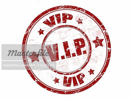 Red grunge rubber stamp with the word vip written inside the stamp