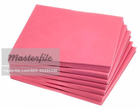 Stack of Pink Invitation Envelopes Isolated on White with a Clipping Path.