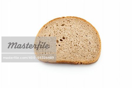 An image of slice of brown bread on white background