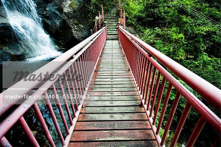 wood drawbridge in hong kong at summer