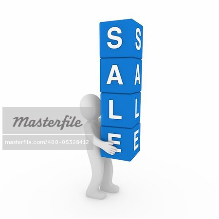 3d sale human blue cube sell business discount