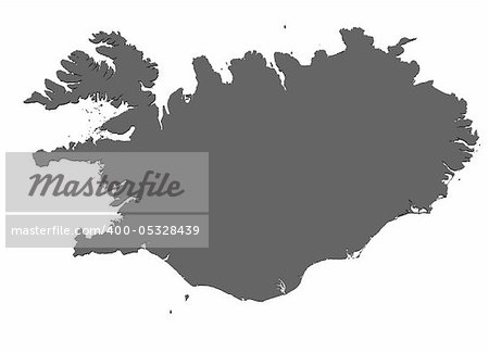 Map of Iceland rendered without shadow