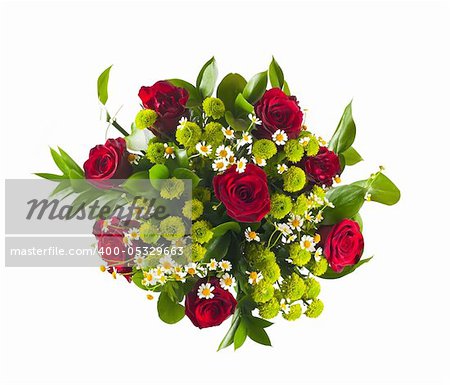 Bouquet of colorful flowers isolated on white background