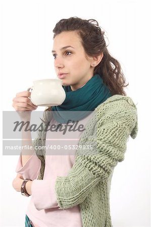 portrait of  girl with milk cup