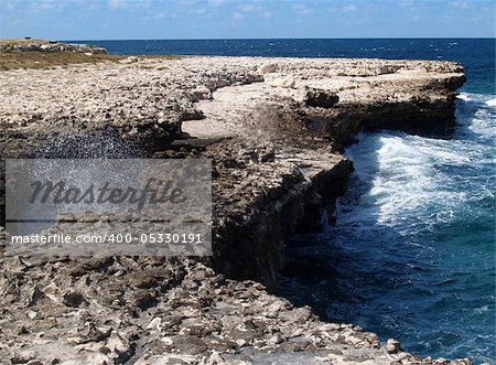 Devils Bridge at Indian Town Point National Park on Antigua Barbuda in the Caribbean Lesser Antilles West Indies.