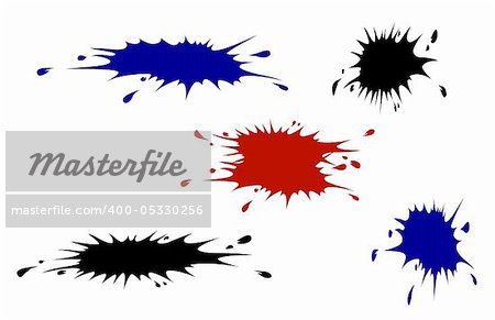 vector set inkblot on white background