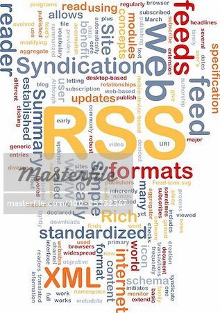 Background concept wordcloud illustration of internet RSS feed