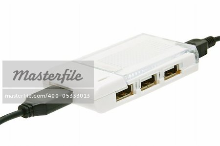 4 port USB hub on white background