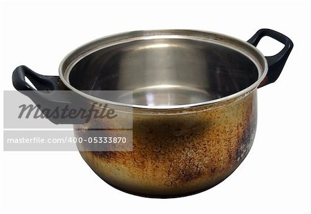 Old pan isolated on white background