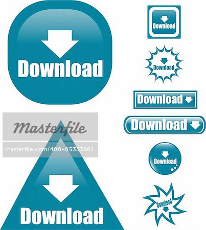 Download button set of different form web glossy icon