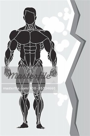 vector illustration of a strong man silhouette