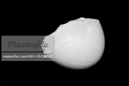 The photo of eggshell on black background